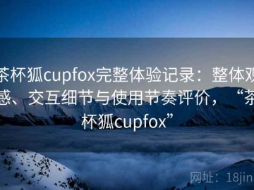 茶杯狐cupfox完整体验记录：整体观感、交互细节与使用节奏评价，“茶杯狐cupfox”