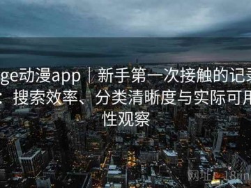 age动漫app｜新手第一次接触的记录：搜索效率、分类清晰度与实际可用性观察